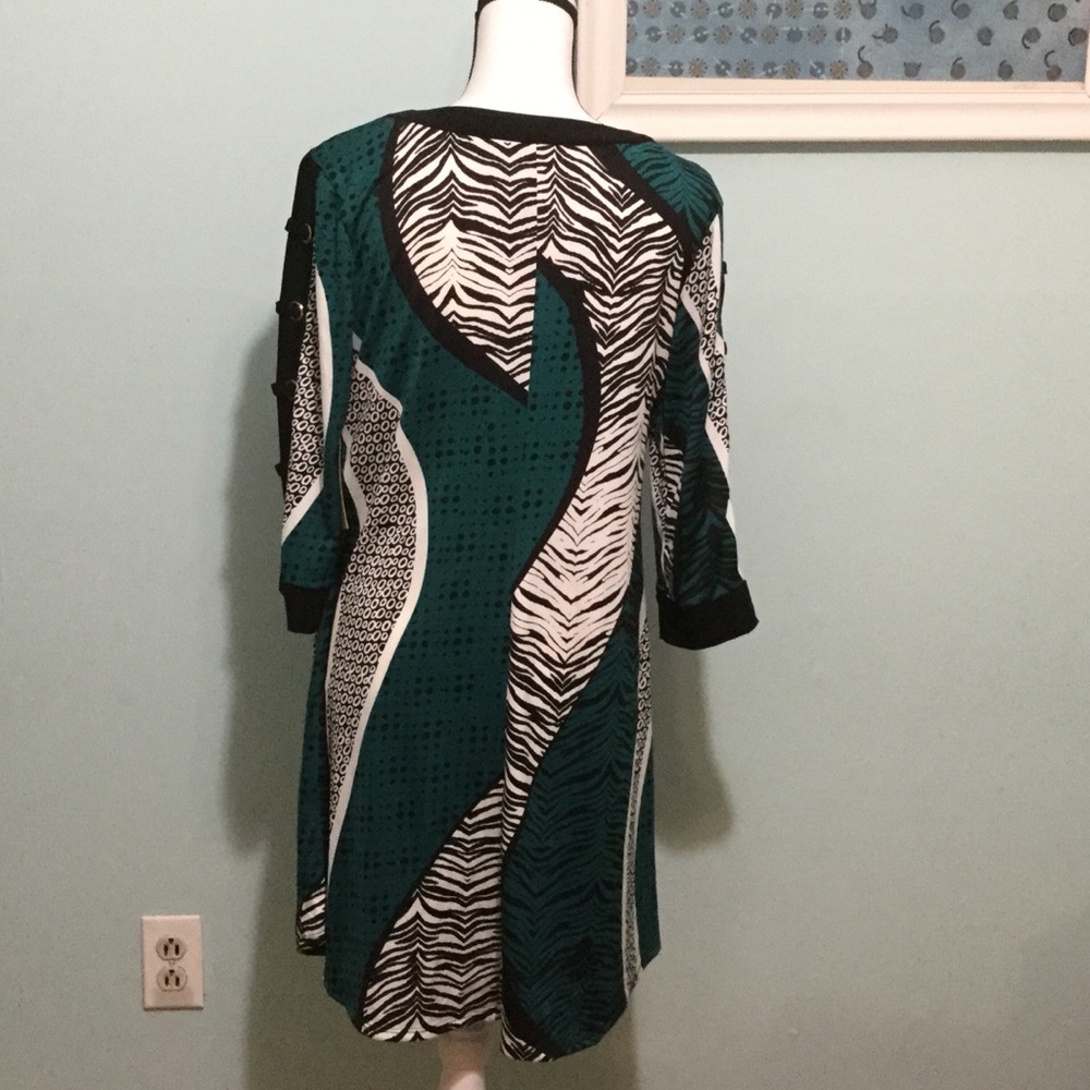 NWT - Per Seption  Concept- Green Print Dress - Picture 2 of 7
